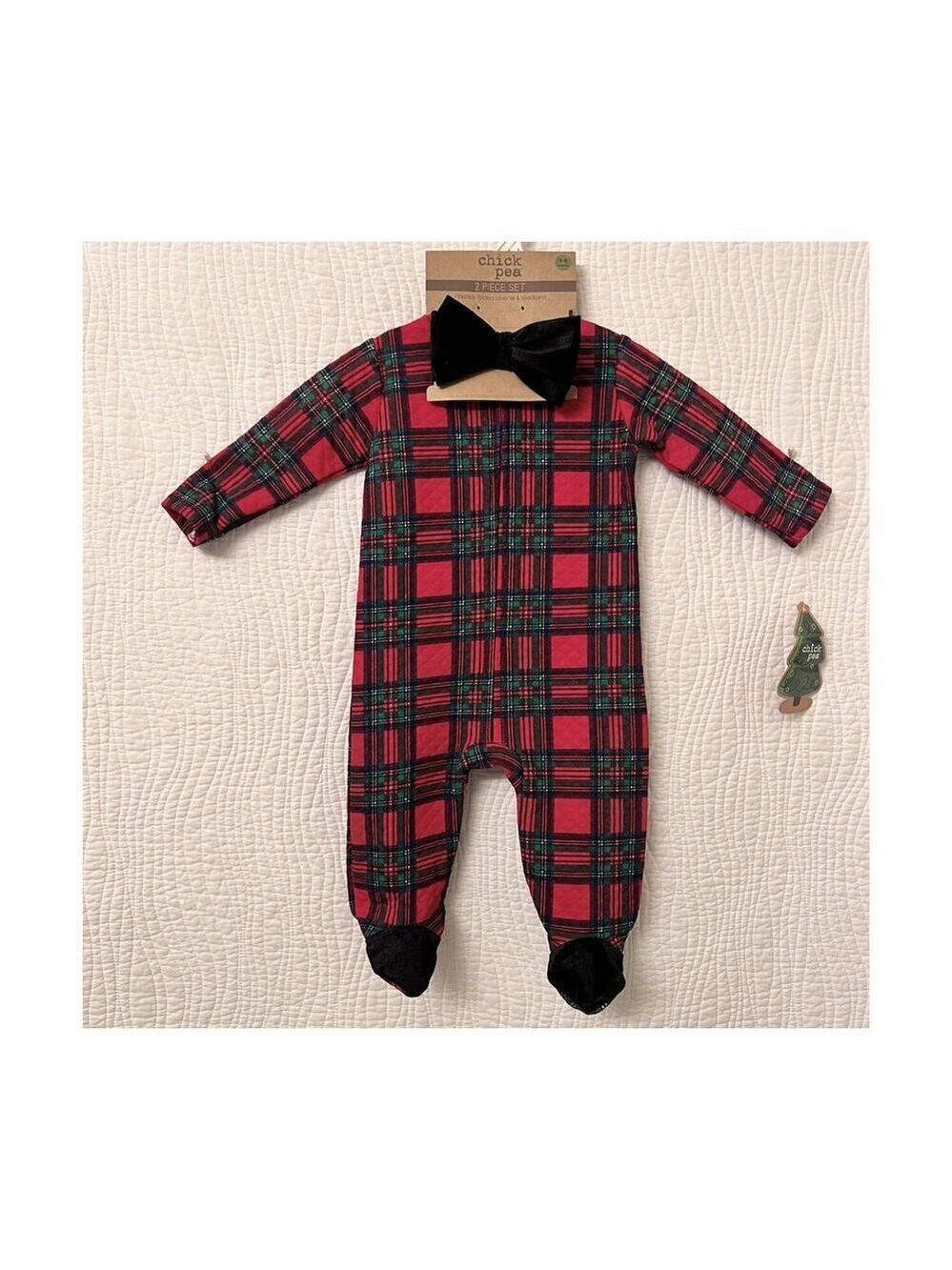Babys Christmas Footed Coverall Set NEW 0/3m Sleep Play Jumper Holiday Outfit